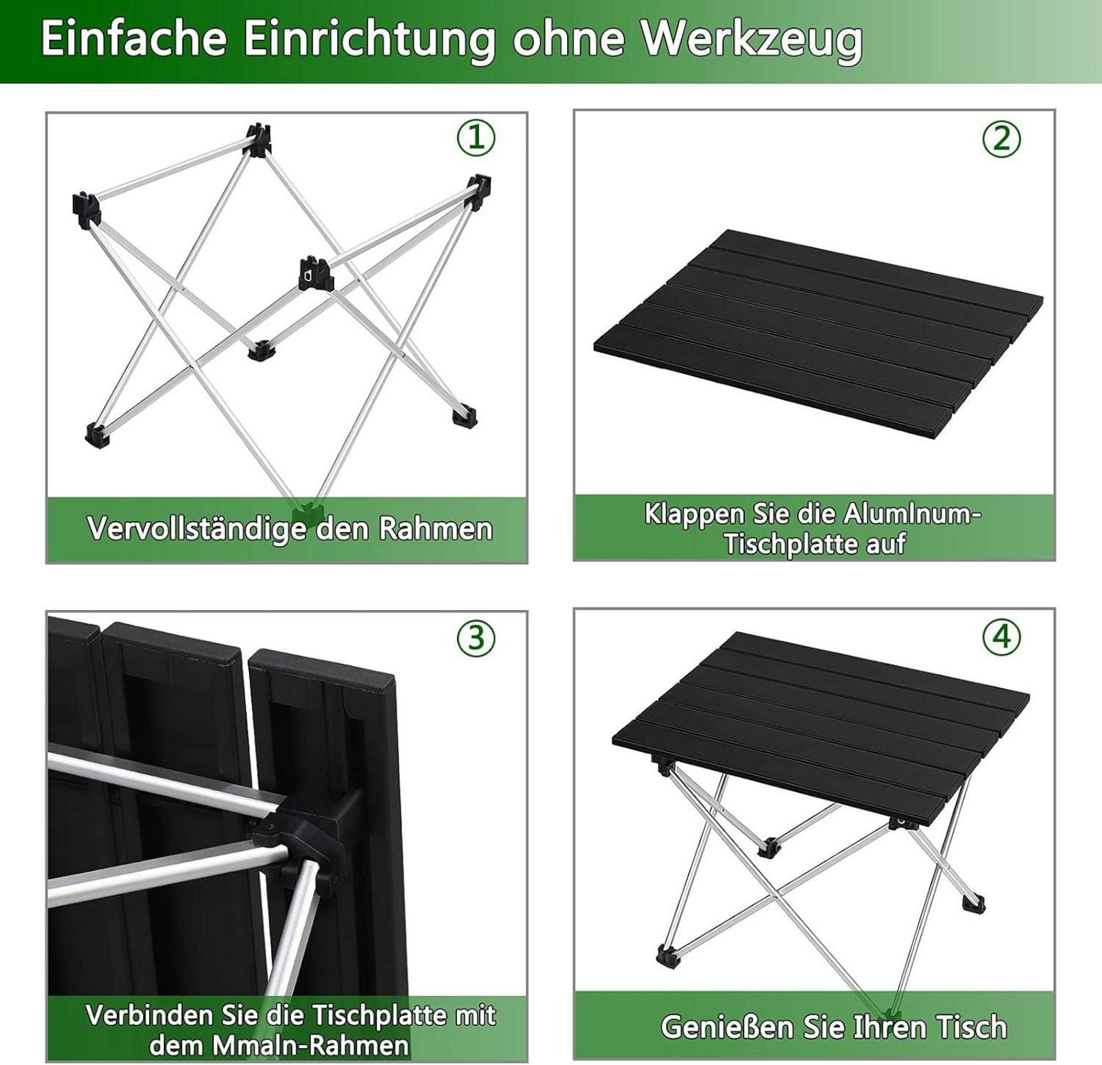 Tragbarer Campingtisch Aluminium Klapptisch Outdoor Picknick Compact Carry Bag