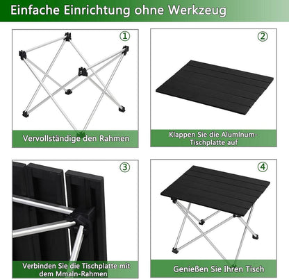 Tragbarer Campingtisch Aluminium Klapptisch Outdoor Picknick Compact Carry Bag