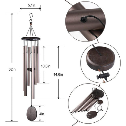 Klassisches Windspiel Bronze Aluminiumrohre Outdoor Garten Hof Terrasse Deko