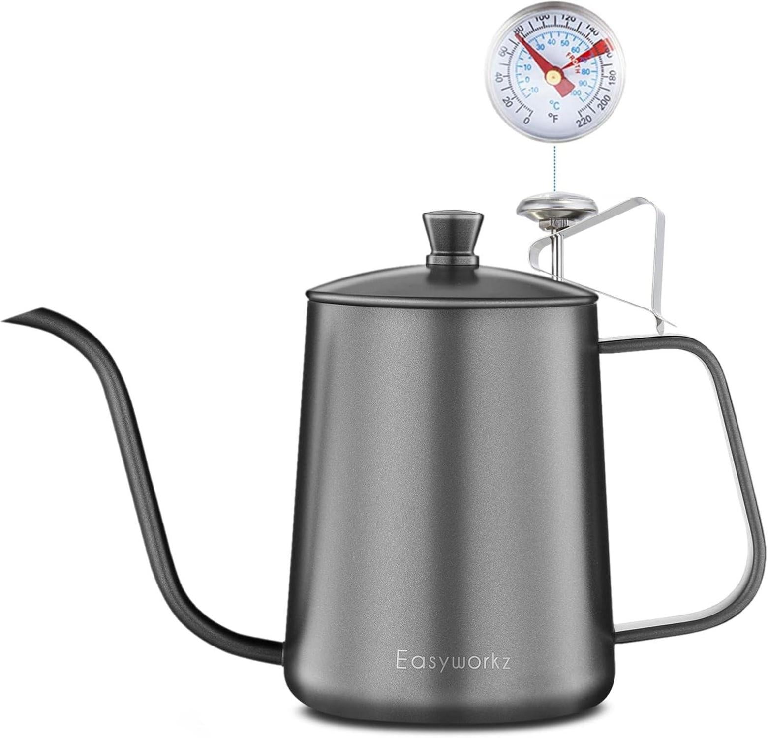 Pour Over Kaffeekessel Thermometer Edelstahl 304 600ml Schwarz