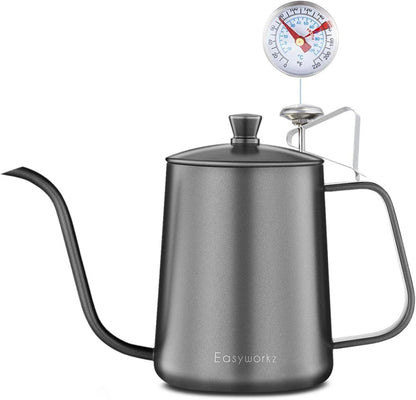 Pour Over Kaffeekessel Thermometer Edelstahl 304 600ml Schwarz