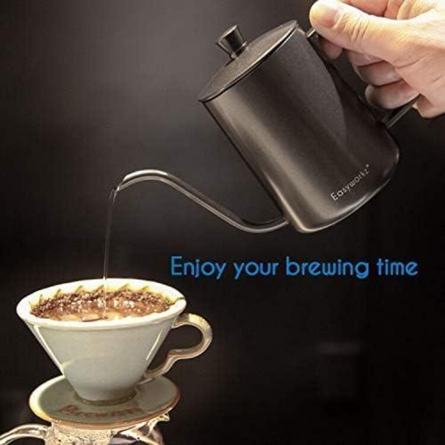 Easyworkz Gage Gooseneck Pour Over Kaffeekessel mit Thermometer Edelstahl 304 600ml