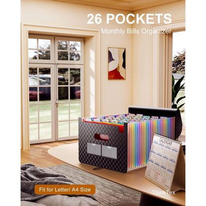 A4 Dokumentenmappe mit 26 Taschen, Erweiterbarer Dateiordner