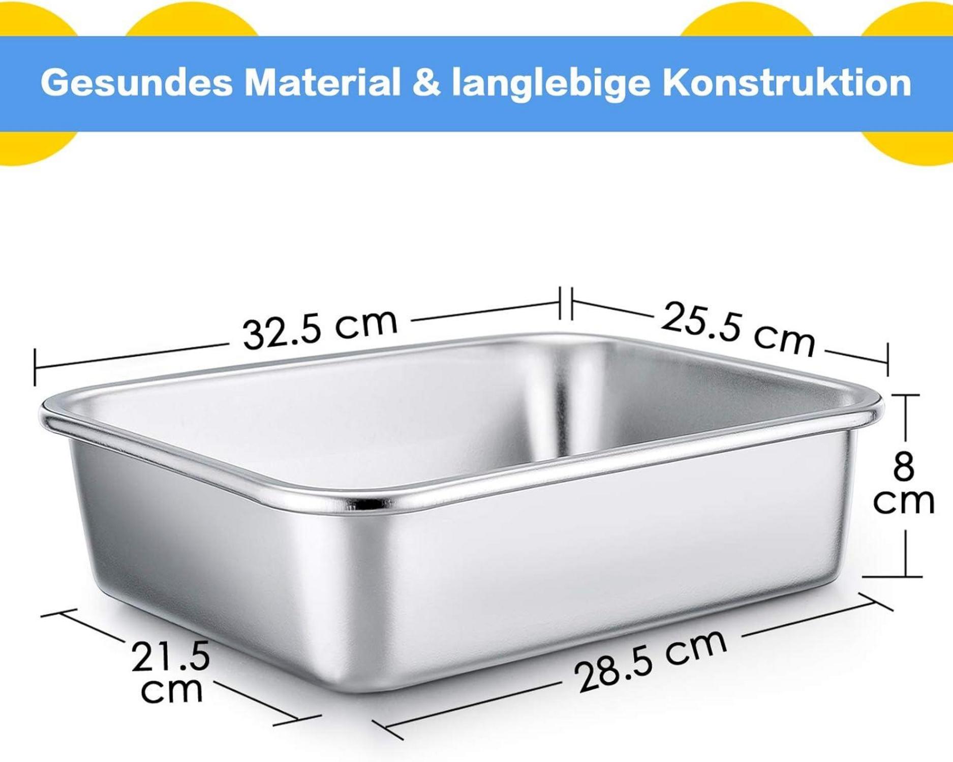 Edelstahl Auflaufform 32,5x25,5x8cm Backform Kuchenform Ofenform
