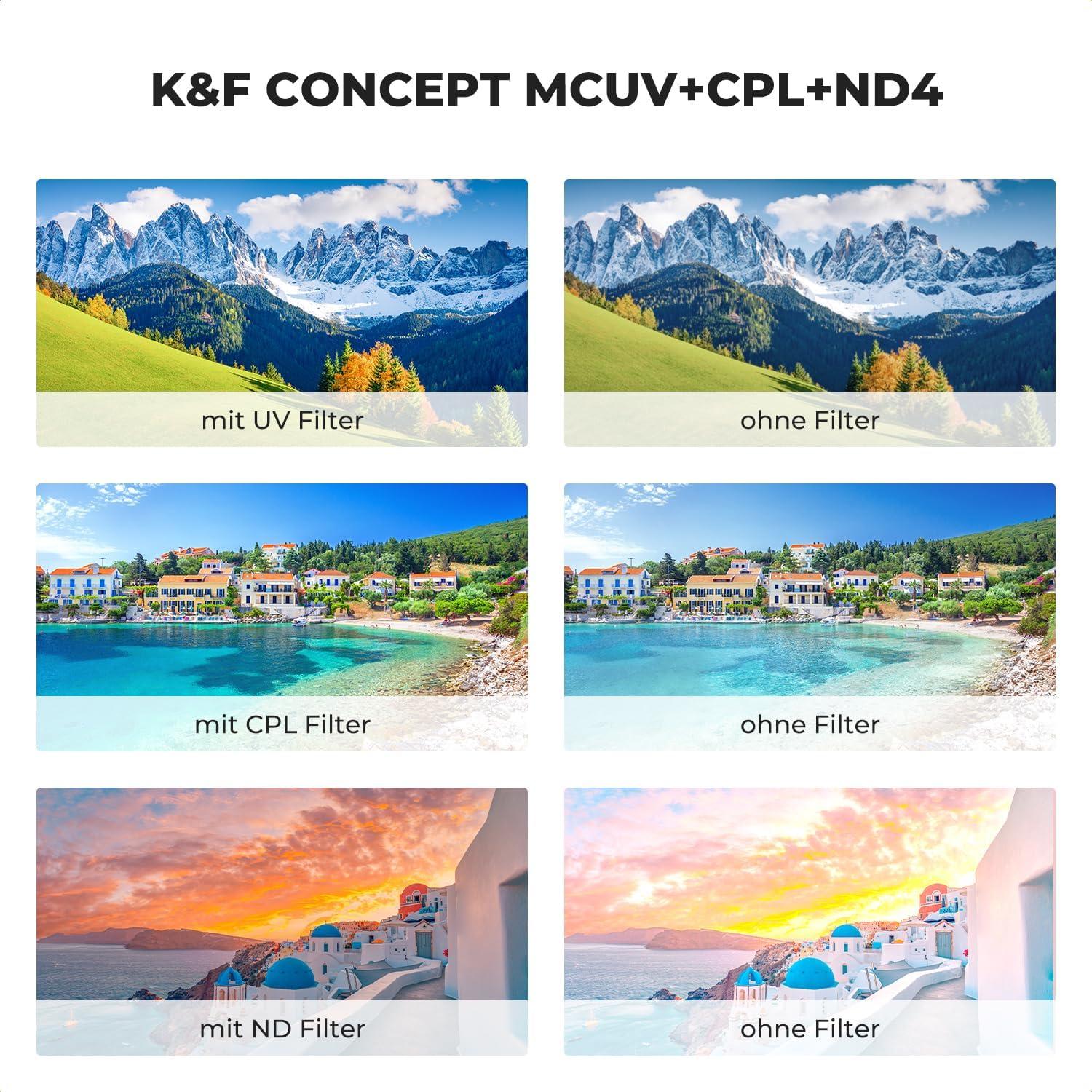 67mm Filter Set UV CPL ND4 für Weitwinkeloptik