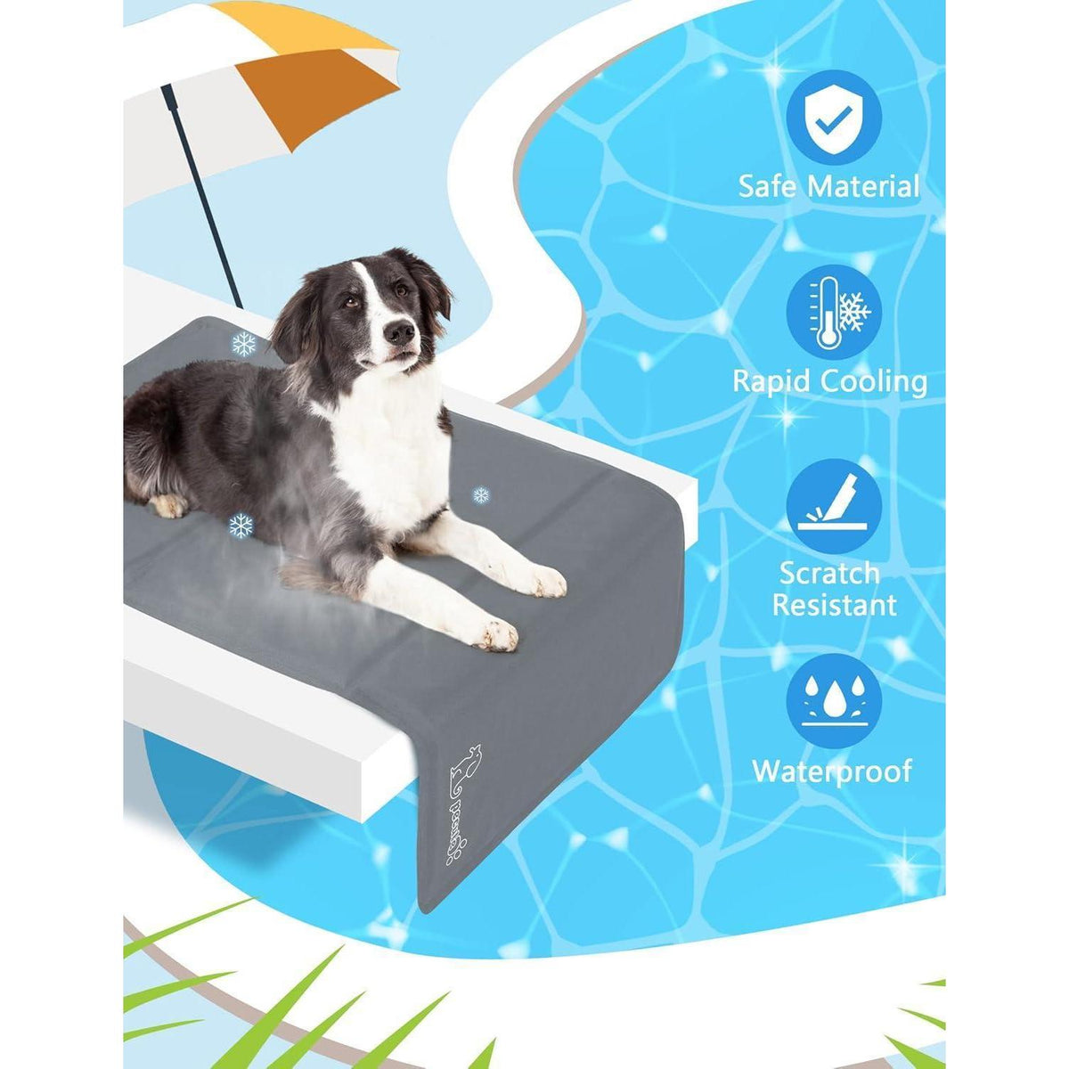 Kühlmatte für Hunde L 90x50cm Grau, Kratzfest & Langlebig