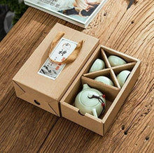 Japanisches Tee-Set Keramik Teekanne 2 Tassen Kunst Hellgrün