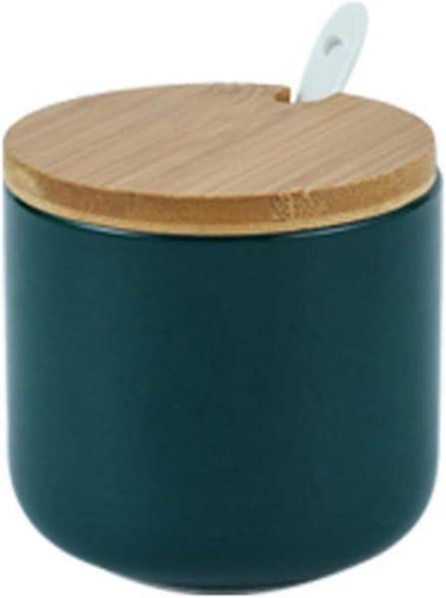 Keramik Gewürzdosen mit Löffel und Bambusdeckel 260ml, 9 oz