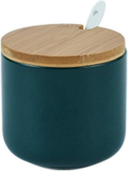 Keramik Gewürzdosen mit Löffel und Bambusdeckel 260ml, 9 oz