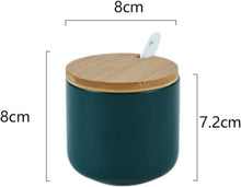 Gewürzdosen Set Keramik mit Bambusdeckel und Löffel 260ml