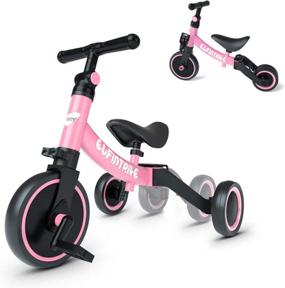 Besrey 5 in 1 Laufrad Kinderdreirad Lauffahrrad Rosa