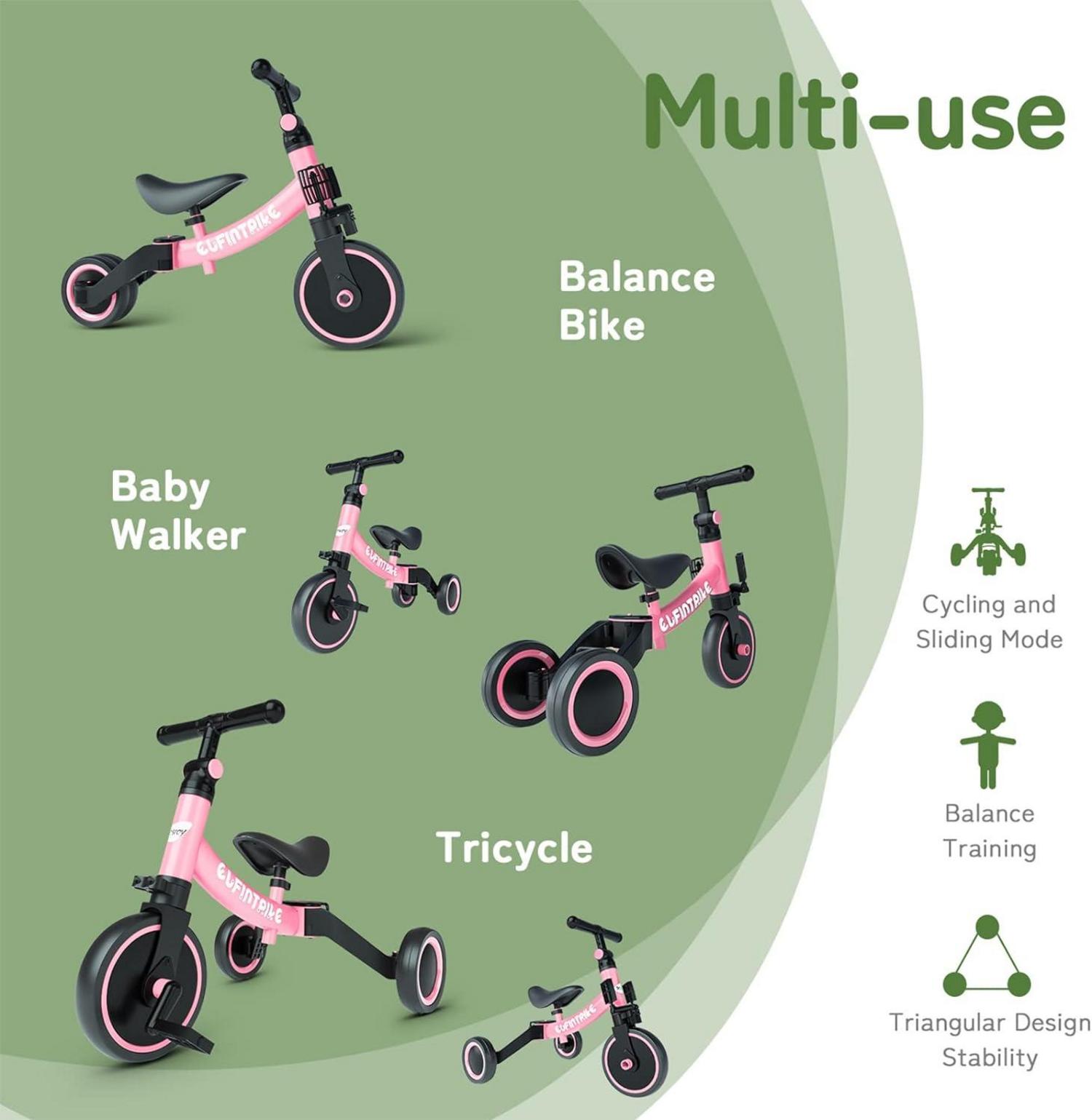 besrey 5-in-1 Dreirad Lauffahrrad für Kinder 1-4 Jahre