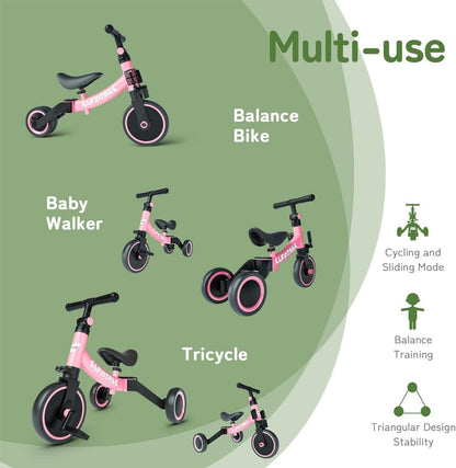 besrey 5-in-1 Dreirad Lauffahrrad für Kinder 1-4 Jahre