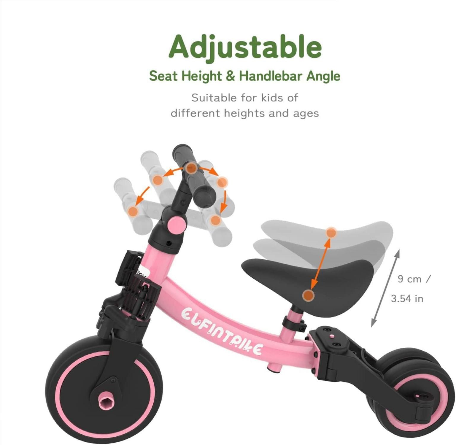 Besrey 5 in 1 Laufrad Kinderdreirad Lauffahrrad Rosa