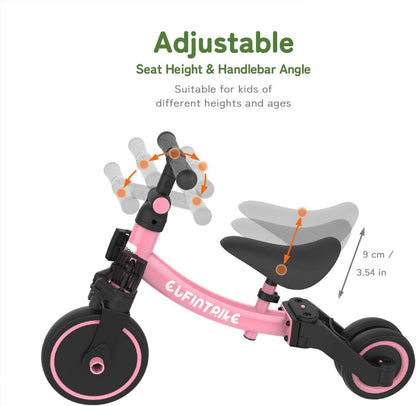 Besrey 5 in 1 Laufrad Kinderdreirad Lauffahrrad Rosa