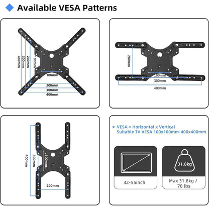 TV Wandhalterung Schwenkbar Neigbar 32-55 Zoll Max.VESA