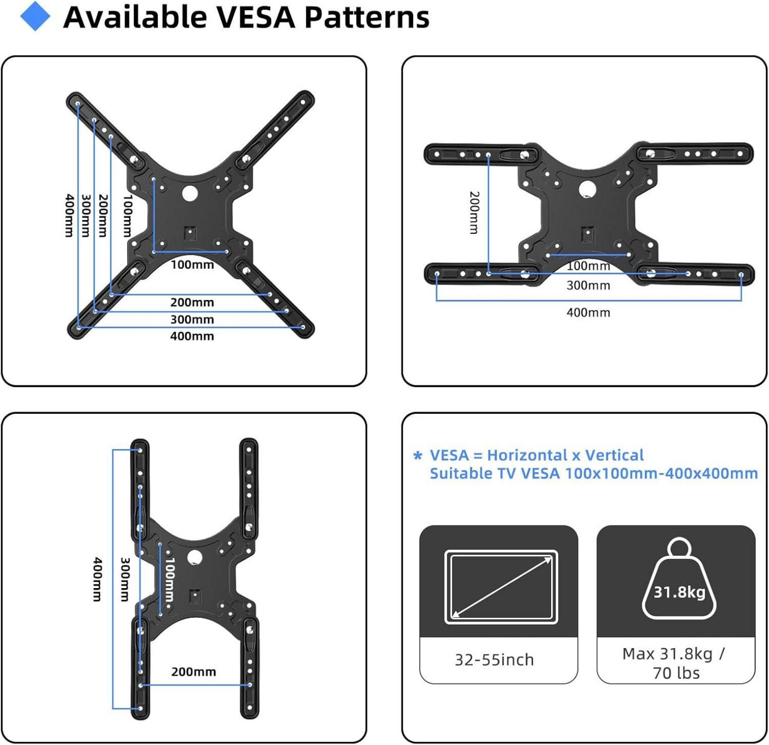 TV Wandhalterung Schwenk Neig Auszieh 32-55 Zoll VESA 400x400mm