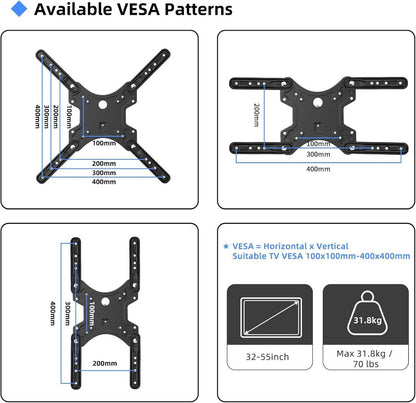 TV Wandhalterung Schwenk Neig Auszieh 32-55 Zoll VESA 400x400mm