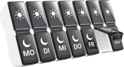 Tablettenbox mit Sicherheitsverriegelung und 7 Tage 2 Fächer