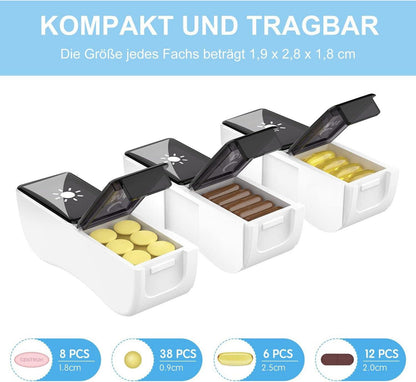 DOHIMGIO Tablettenbox 7 Tage 2 Fächer Abnehmbar BPA Frei