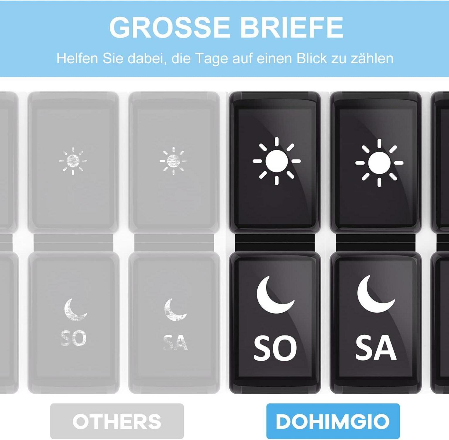 Tablettenbox mit Sicherheitsverriegelung und 7 Tage 2 Fächer