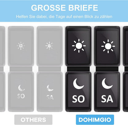 Tablettenbox mit Sicherheitsverriegelung und 7 Tage 2 Fächer