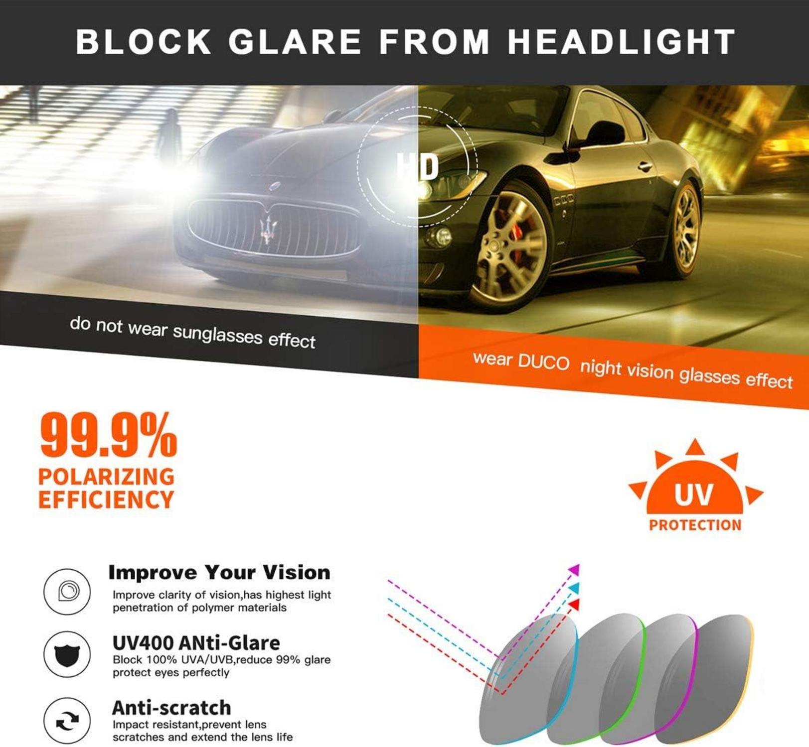 DUCO Gelbe Nachtfahrbrille HD-Polarisiert Autofahren Anti-Blendung 3029HY