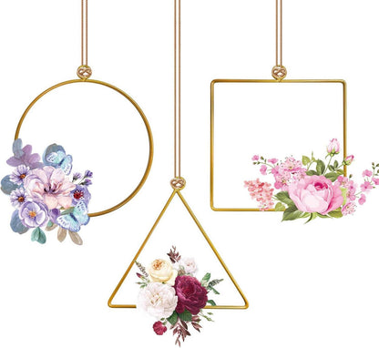 3er-Set Metallringe Makramee Hängedeko Blumenkranz Floral Hoops