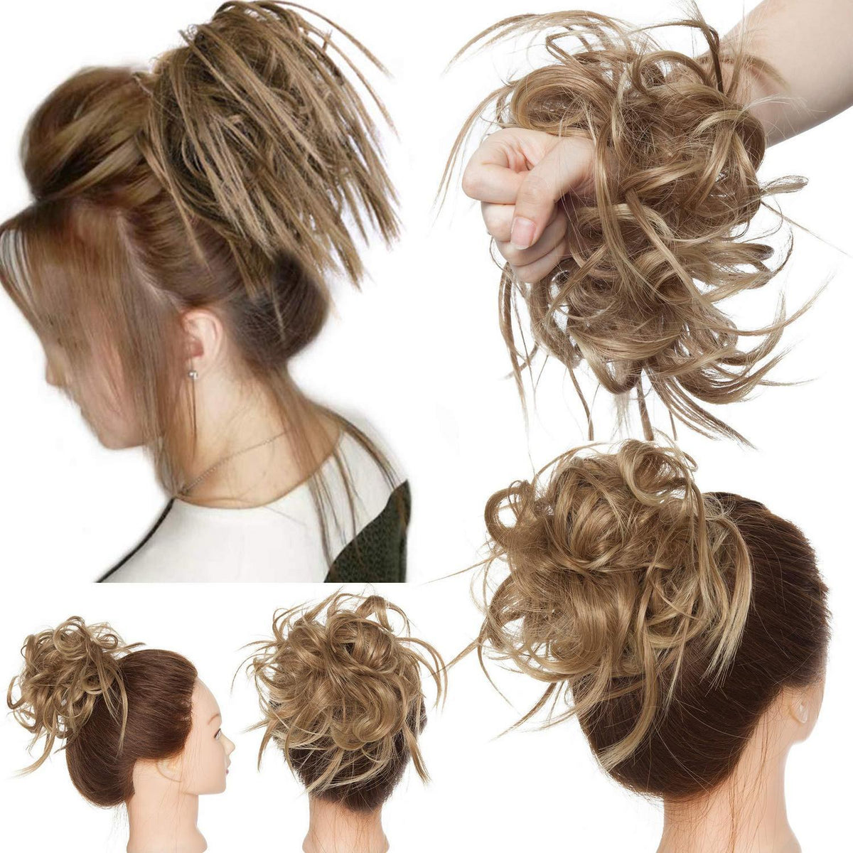 Unordentlicher Dutt Haargummi – Hellbraun Dunkelblond Mix