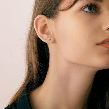 925 Sterling Silber Ohrstecker Set, Zirkonia, 2/3/4mm