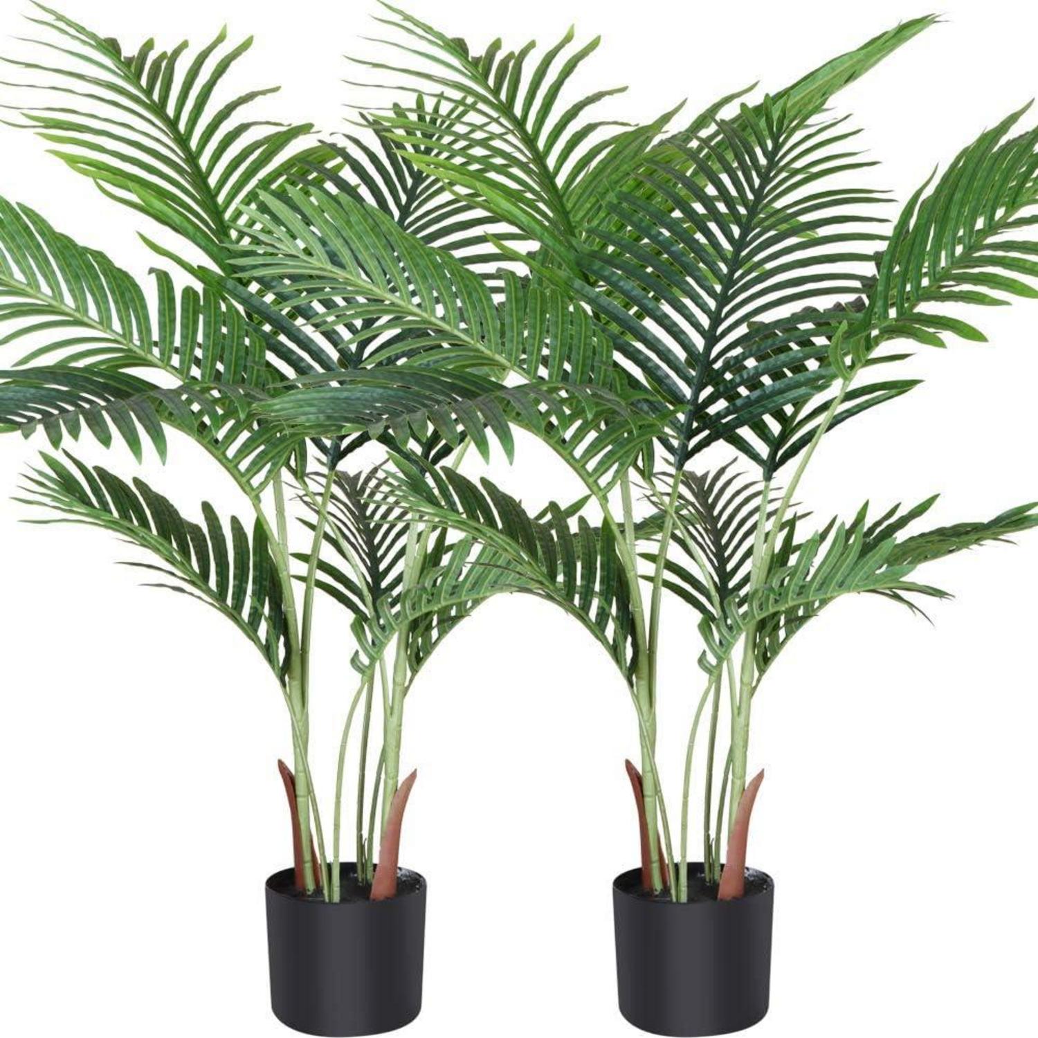 Künstliche Areca Palme 110 cm 10 Zweige Innen Außen Deko 2er Pack