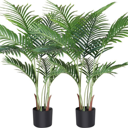 Künstliche Areca Palme 110 cm 10 Zweige Innen Außen Deko 2er Pack