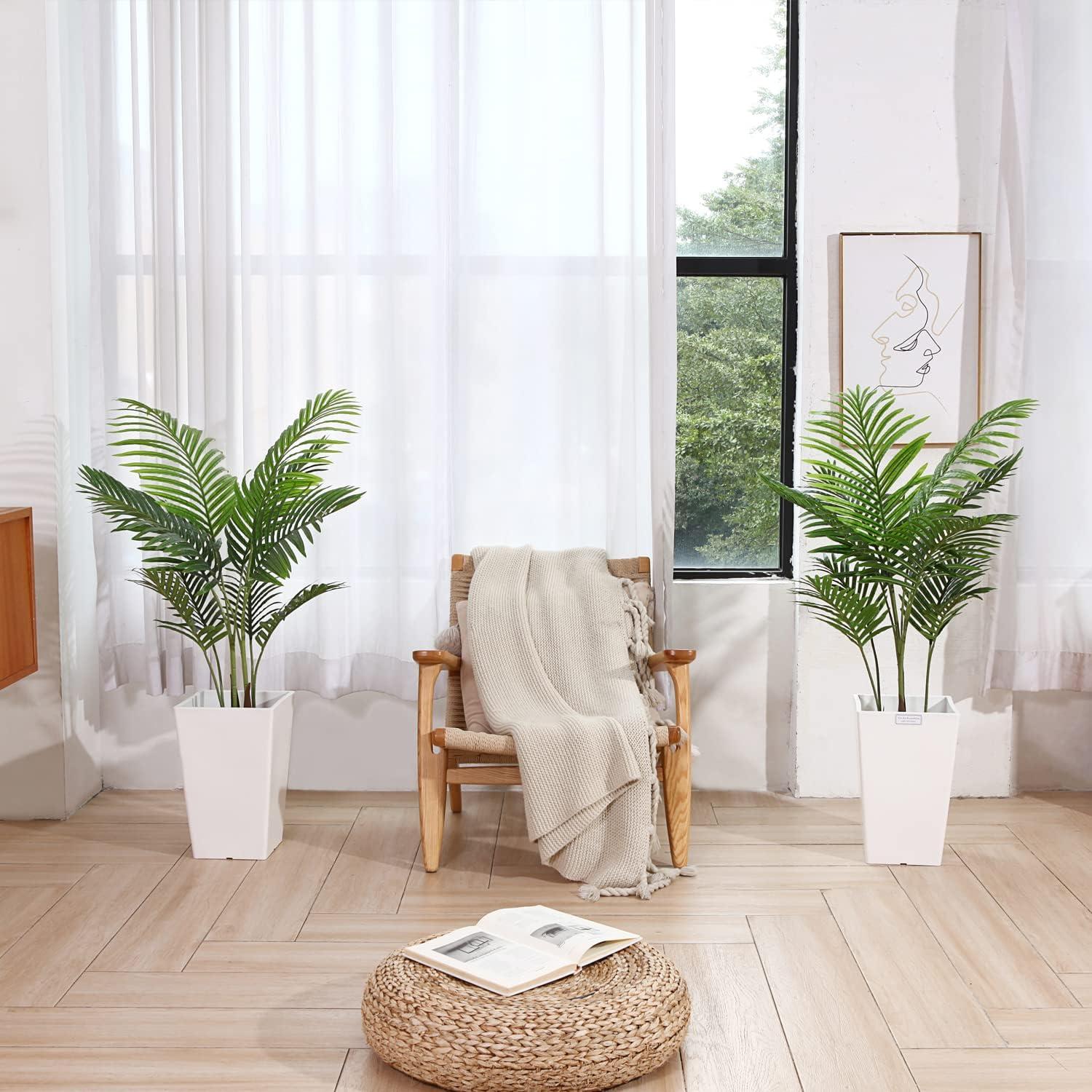 Künstliche Areca Palme 110 cm 10 Zweige Topf Schwarz 2er Pack