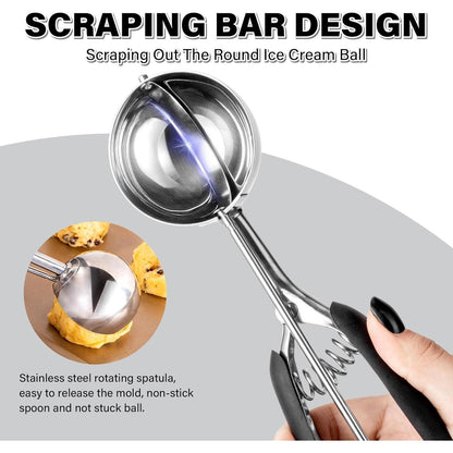 Eisportionierer Edelstahl 6cm Eislöffel Portionierer 60ml mit Auslöser Griff