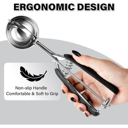 Eisportionierer Edelstahl 6cm Eislöffel Portionierer 60ml mit Auslöser Griff