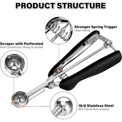 Eisportionierer Edelstahl 2,5 cm Auslöser Komfortabler Griff