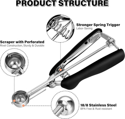 Eisportionierer Edelstahl 2,5 cm Auslöser, Komfortabler Griff