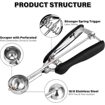 Eisportionierer Edelstahl 3,5 cm Auslöser Griff 15ml für