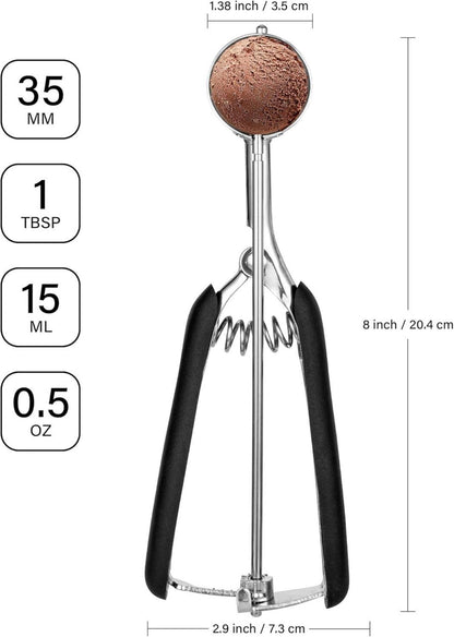Eisportionierer Edelstahl 3,5 cm Auslöser Griff 15ml für