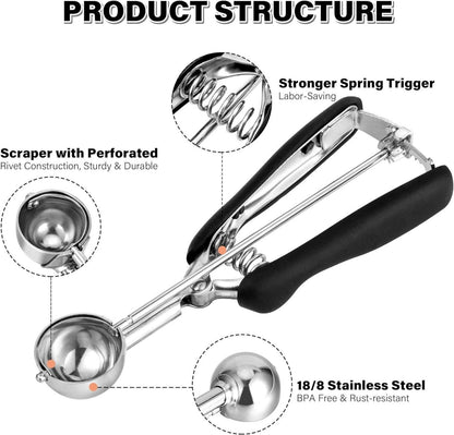 Eisportionierer Edelstahl Eislöffel Portionierer 15ml mit Auslöser