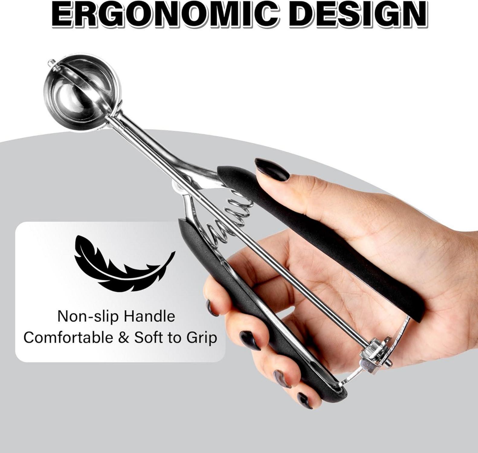 Eisportionierer Edelstahl mit Auslöser 15ml, Komfortabler Griff