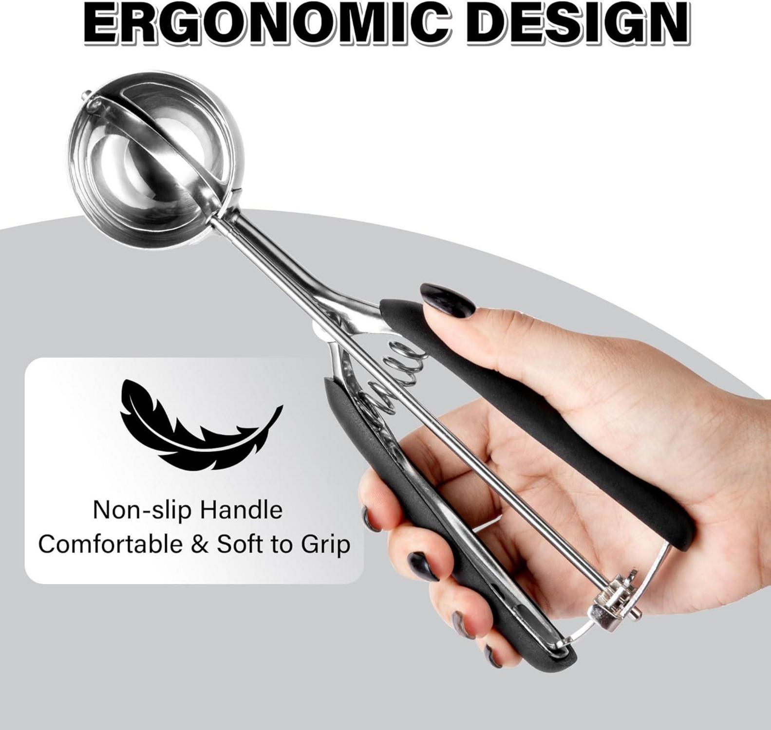 Eisportionierer Edelstahl 5cm Eislöffel Portionierer 45ml mit Auslöser