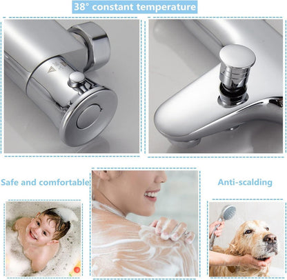 Badewannenarmatur Thermostat mit Sicherheitsknopf aus Messing