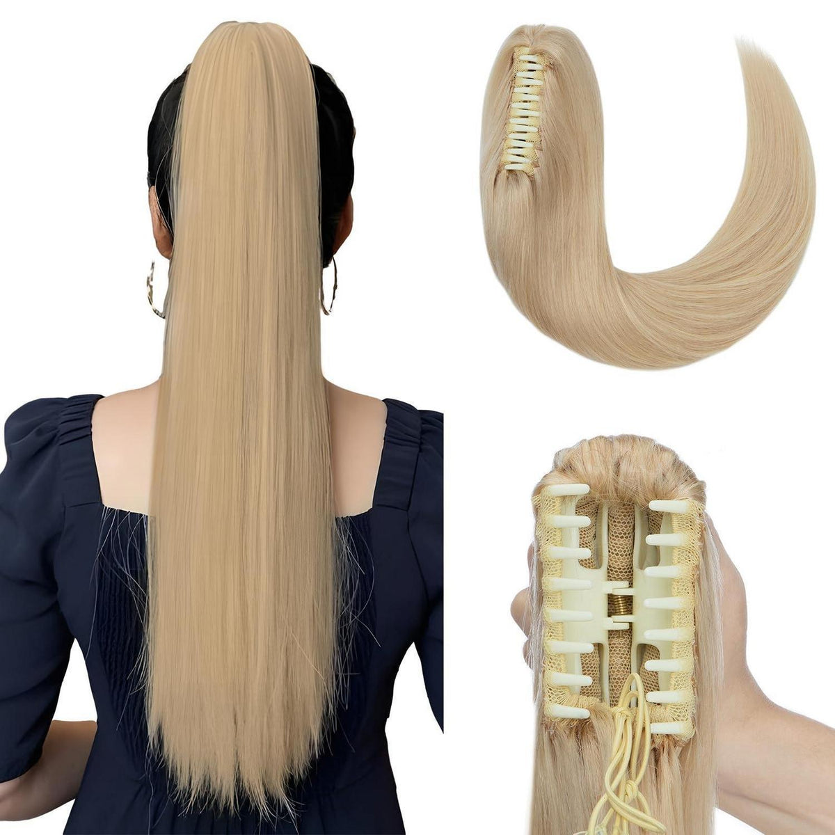 Remy Echthaar Zopf Extension Blond 55cm – Schnell & Einfach
