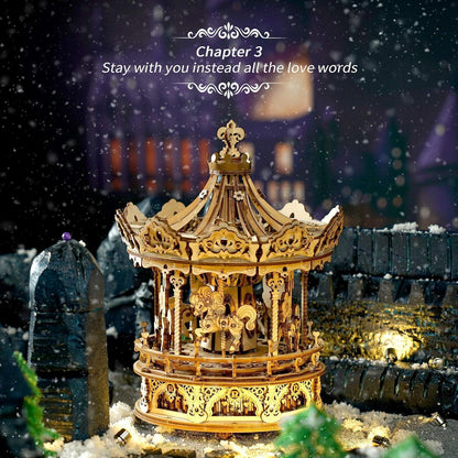 Hölzerne Karussell 3D Puzzle Modellbausatz für Erwachsene