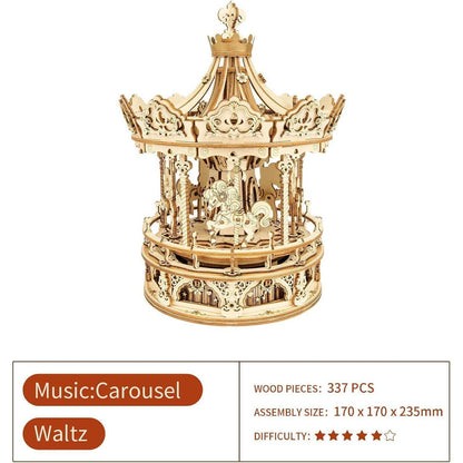 Hölzerne Karussell 3D Puzzle Modellbausatz für Erwachsene