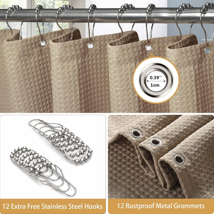 Duschvorhang Waffel Stoff Badewanne Textil Khaki 182x214 cm 1er Pack