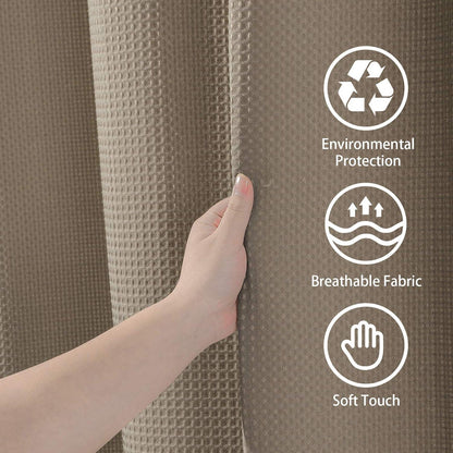 Waffel Textil Duschvorhang Set - Wasserdicht & Anti-Schimmel - 182x214cm - Khaki