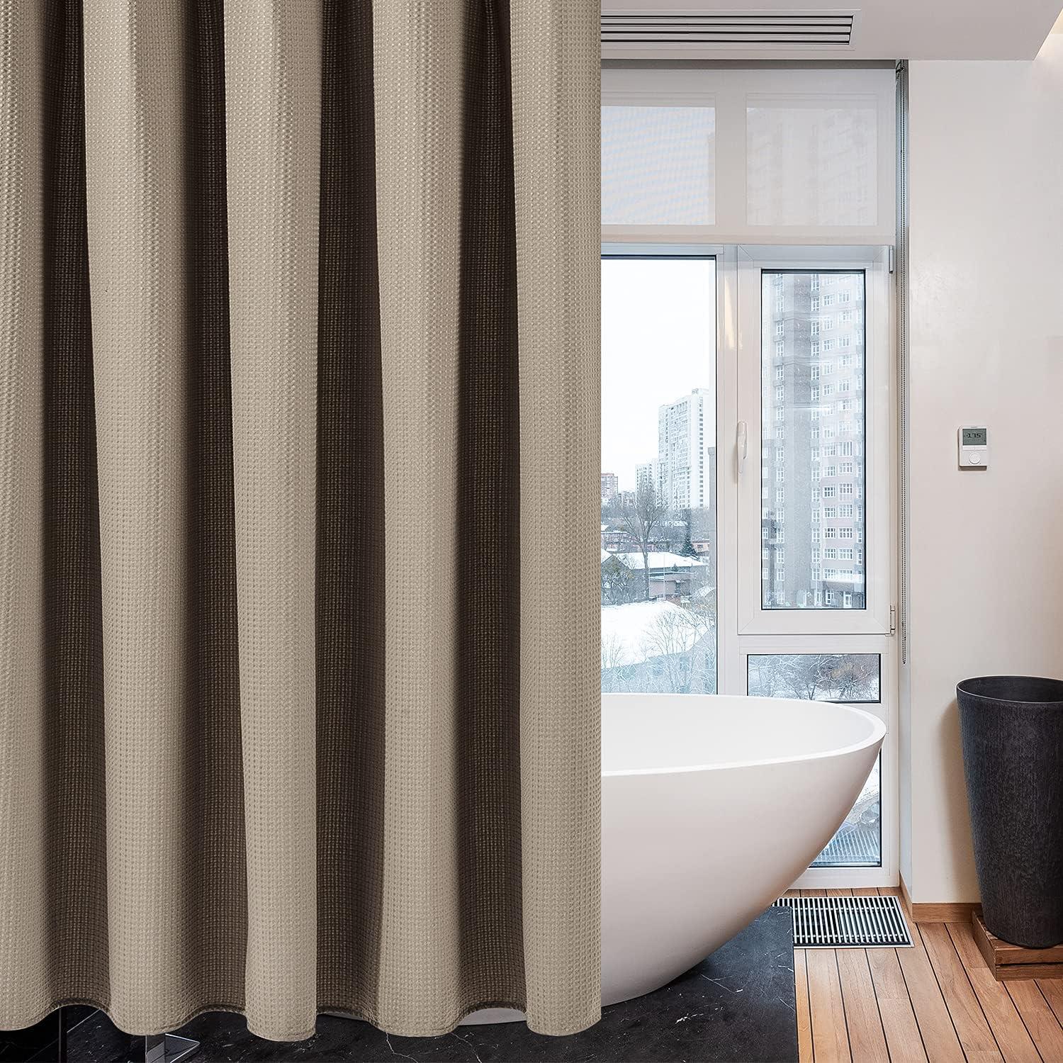 Duschvorhang Waffel Stoff Badewanne Textil Khaki 182x214 cm 1er Pack