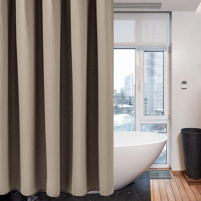 Duschvorhang Waffel Stoff Badewanne Textil Khaki 182x214 cm 1er Pack